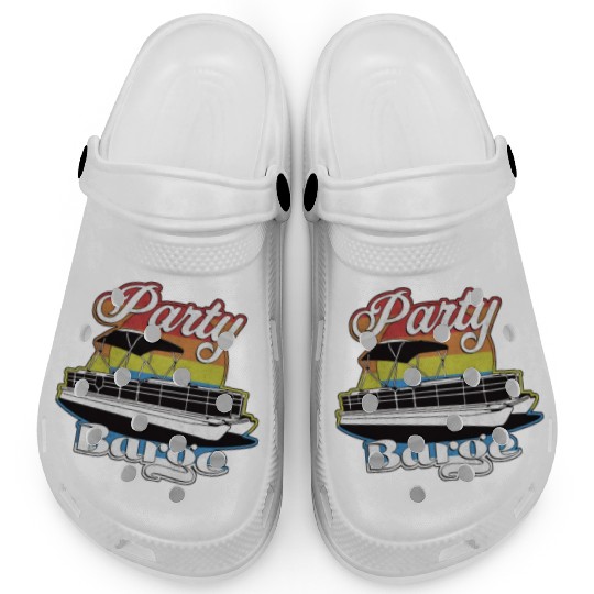 Pontoon Boat Retro Party Barge Lake Life Clogs