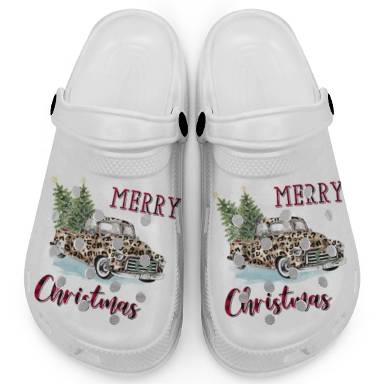 Merry Christmas Leopard Print Truck Clogs
