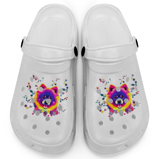 Pomeranian pop art Clogs