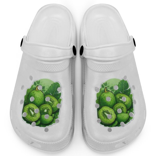 Green Kiwi Pattern Sticker Clogs