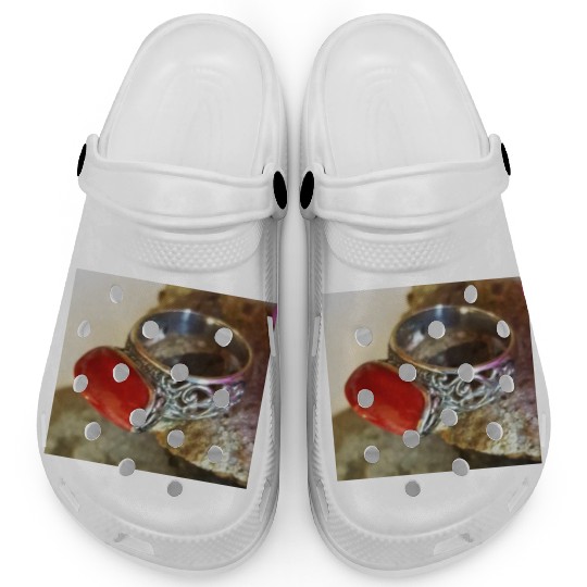 Red Coral sterling silver ring for women Clogs