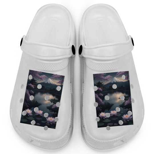 Asia Landscape by night Serene Mount Fuji Clogs