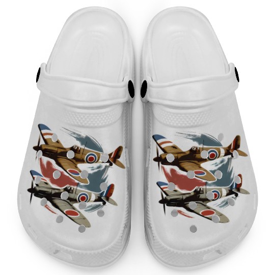 Pilot Spitfire Airplane Aviator Military Clogs