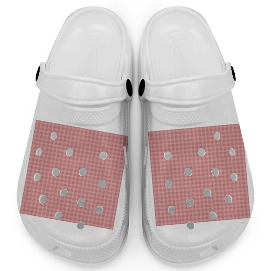 Retro Checkered Pattern Coral Red Clogs