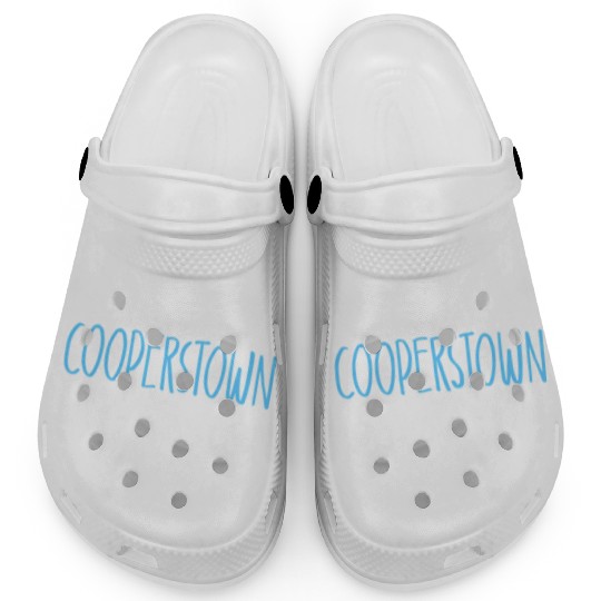 Cooperstown Ny Snowflake Drawing Light Blue Text Clogs