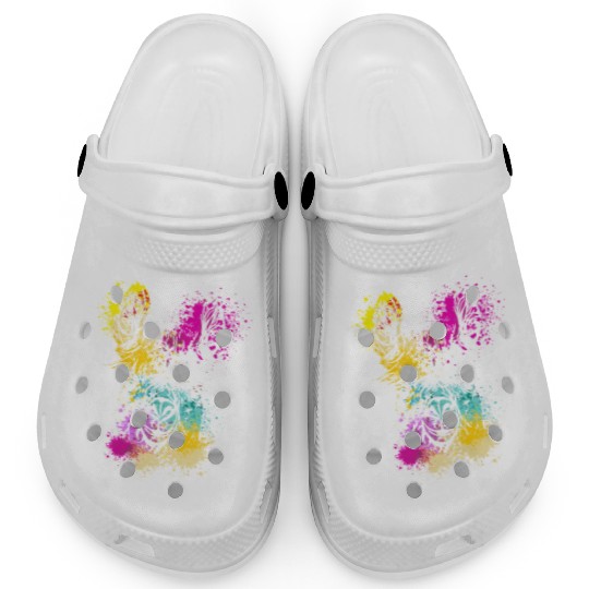 Colorful Splash Art Farm animals alpaca Llama head Clogs