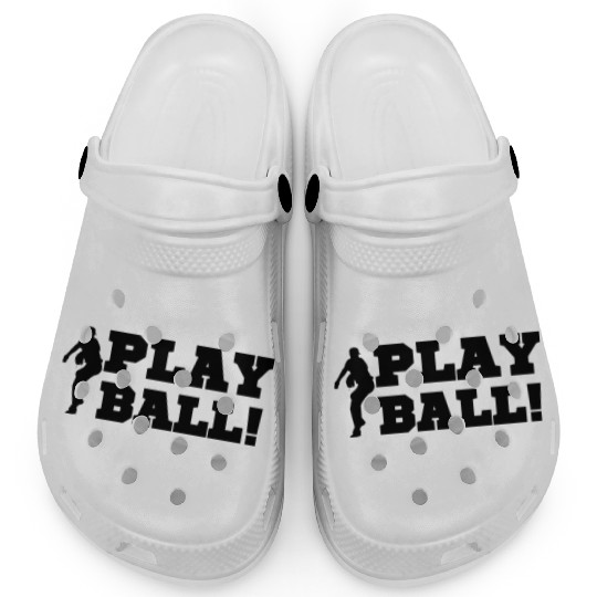 Baseball Pitcher Play Ball Black Text Baseball Fan Clogs