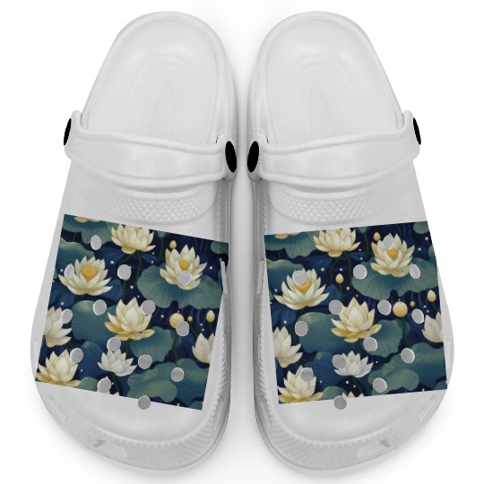 Serenity Blooms: Timeless Lotus Pattern Clogs