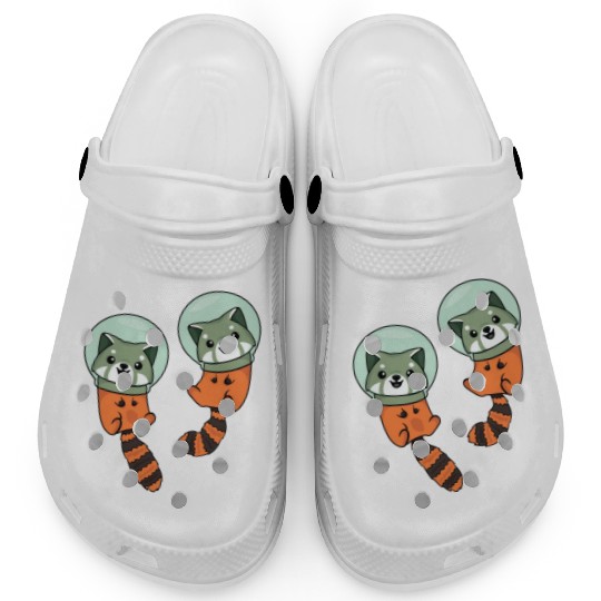 Red Panda Lover Astronaut Gift Kids Spaceship Red Clogs