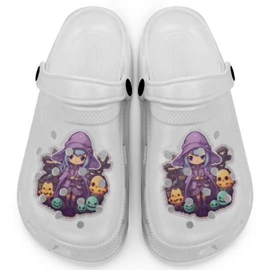 Cute Cartoonish Necromancer Summoning Friends Clogs