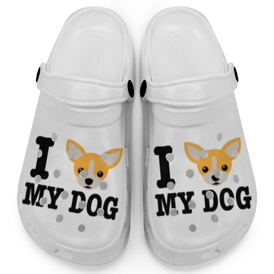 I Love My Dog Chihuahua Design Clogs