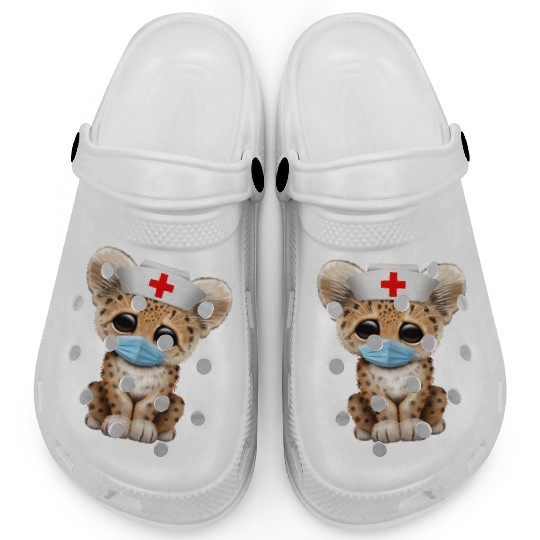 Cute Leopard Cub Nurse Clogs