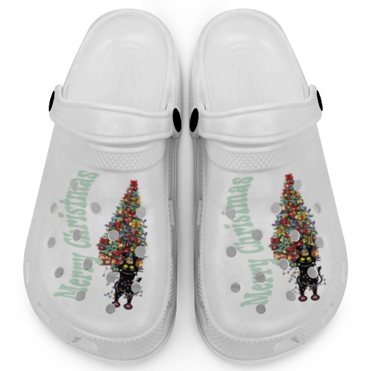 Cat Tangled In the Christmas Tree Lights Clogs