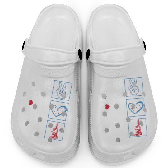 Science Clogs, Peace Love Laboratory Clogs,