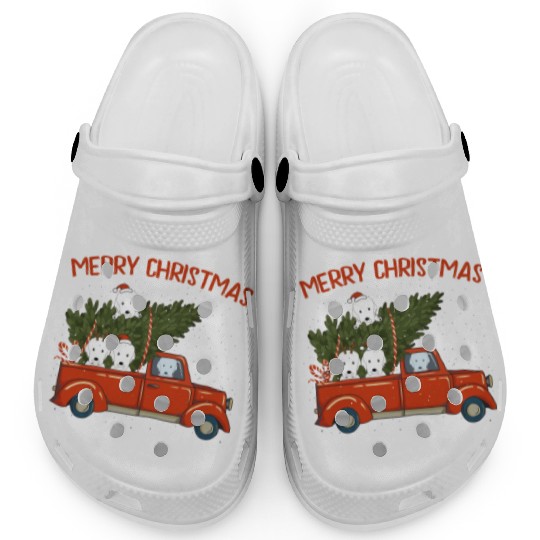 Great Pyrenees Xmas Vintage Red Pickup Clogs