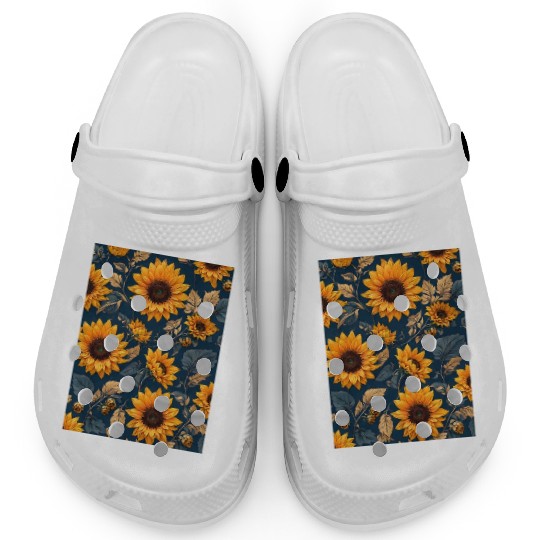 cool a sunflower pattern designed cute Clogs
