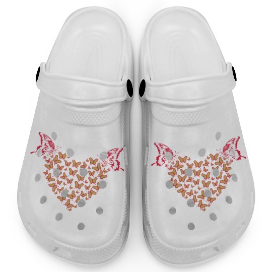 Heart pattern with butterflies Clogs