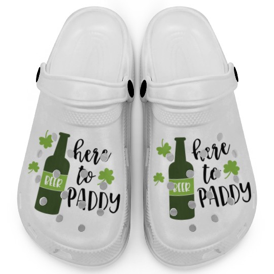 Here To Paddy Beer Drinking Clover Irish Clogs