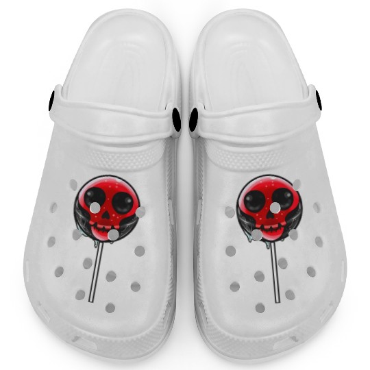 Red Skull Lollipop Trick Or Treat Halloween Clogs