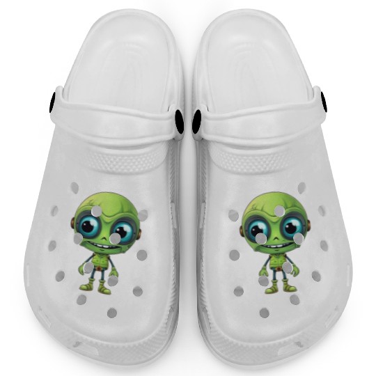 Green Alien Cyborg Head with Teeth - "You Know Clogs