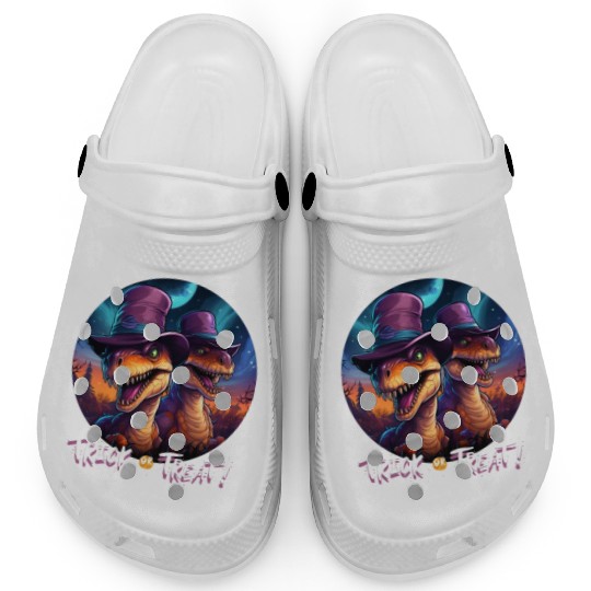Halloween Dinosaur Velociraptor Trick or Treat Clogs