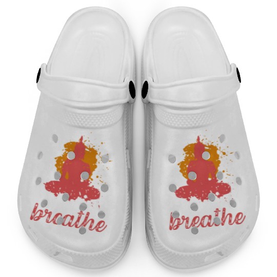 Breathe quote Buddha graphic Clogs