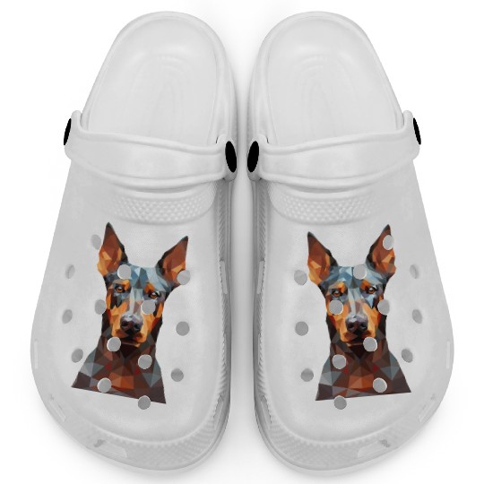 geometric Doberman: Polygon Art Clogs