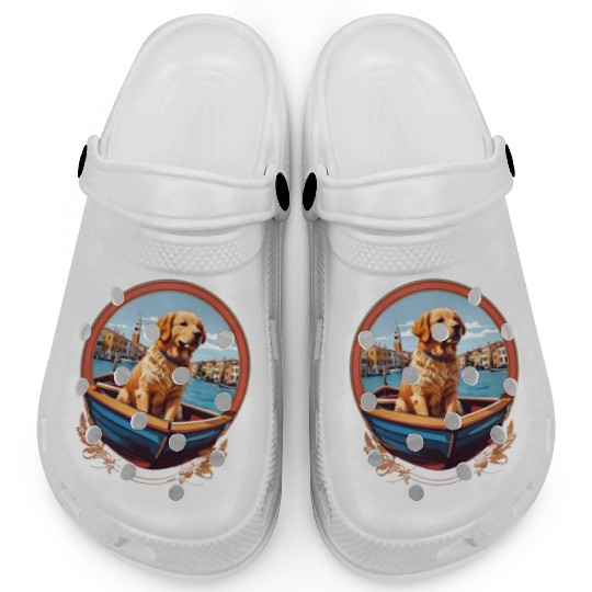 Golden Retriever's Venice Voyage Clogs