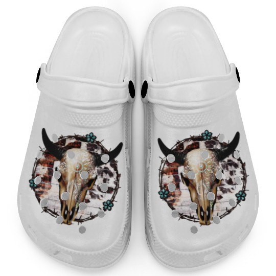 Bull Skull Western Clogs