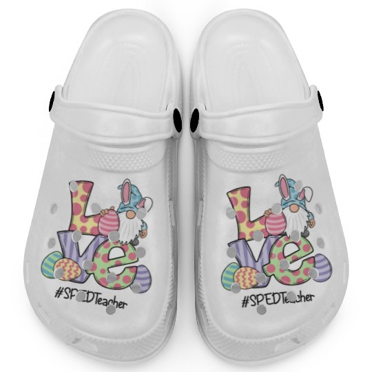 Love Easter Sped Teacher Gnomes Teacher Easter 202 Clogs
