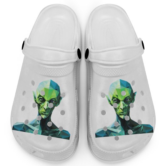 Green Alien in Polygon Style Clogs