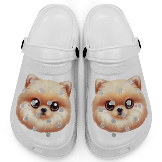Playful Pomeranian Artwork Clogs