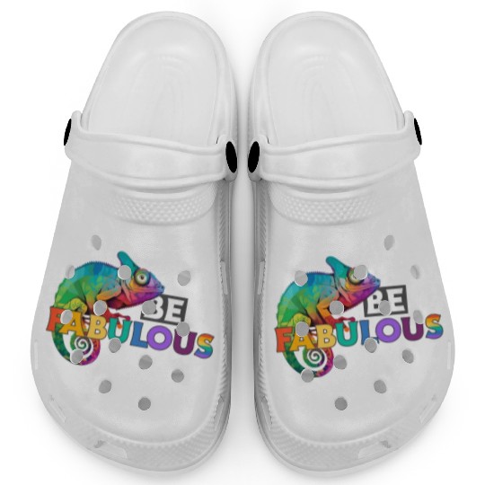 Be fabulous! with rainbow colored chameleon Clogs