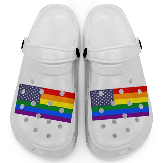 Rainbow LGBTQ American Pride Diversity Flag Clogs