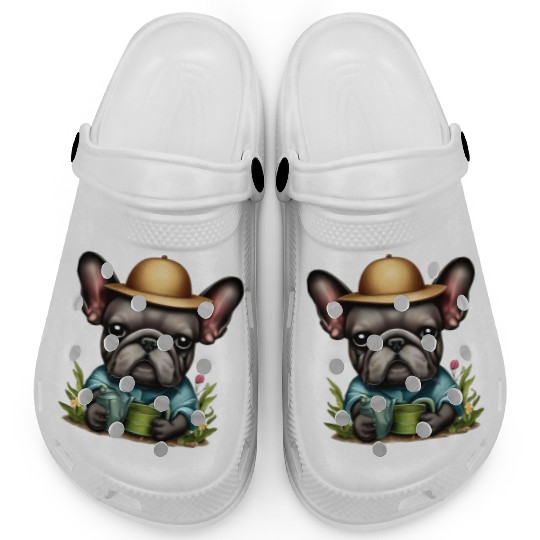 Frenchie Watering Plants Clogs