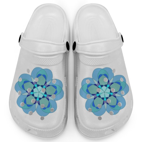 Geometric Blue Snowflake Clogs