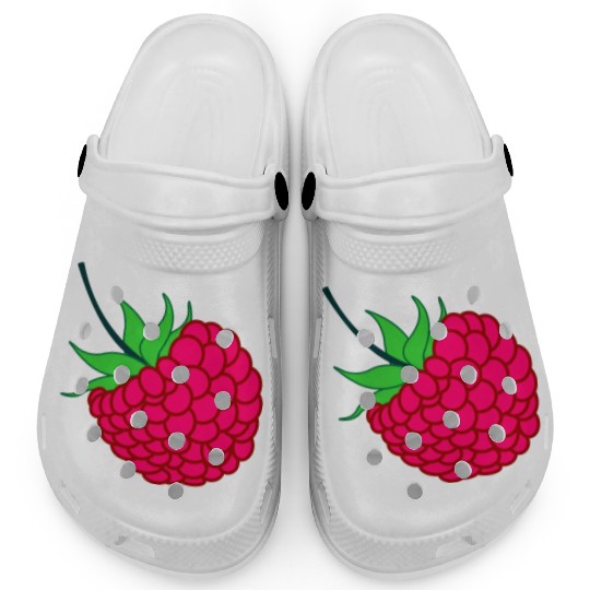 Raspberry red with green leaves Clogs