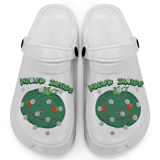 Hollow Inside - Punny Green Jack-o-Lantern Pumpkin Clogs