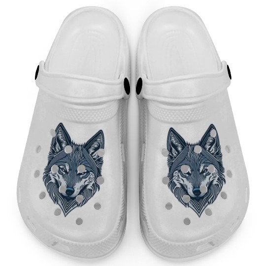 Beautiful wolf face Clogs