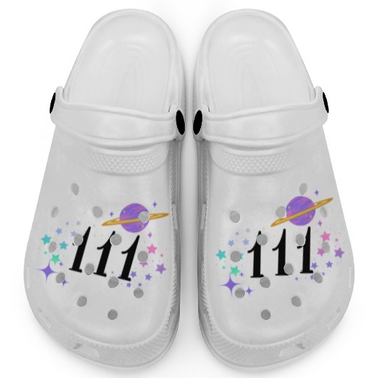 Angel Numbers 111 Purple Saturn with Stars Clogs