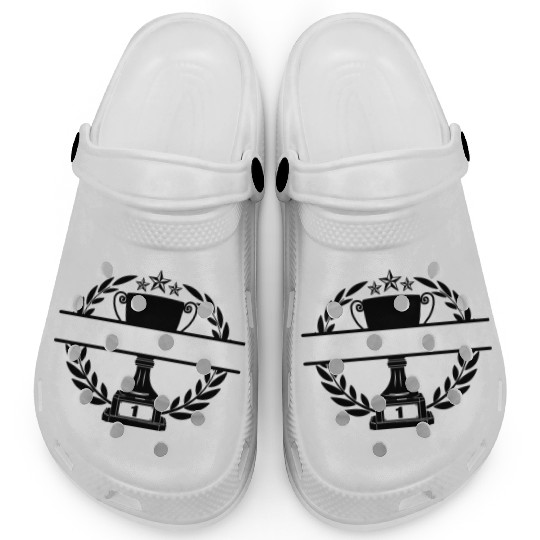 Laurel wreath with cup three stars and number 1 Clogs