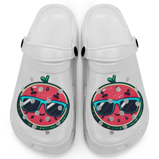 Kawaii Melon with Sunglasses: Summer Fruit Chill Clogs