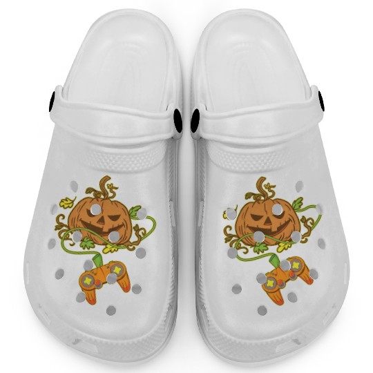 Halloween Jack O Lantern Video Game Controller Clogs