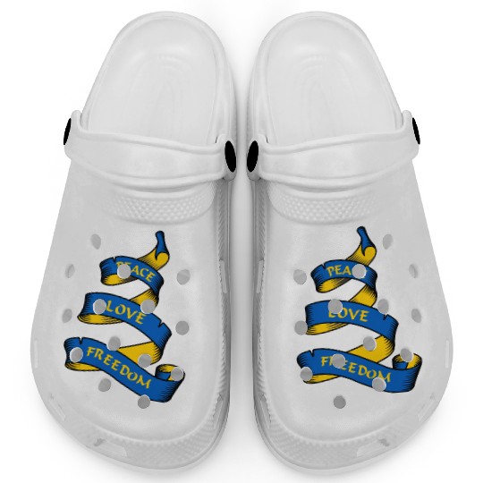 Curl banner with text Ukraine Clogs