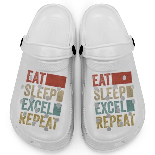Vintage Retro Eat Sleep Excel Repeat Funny Excel Clogs