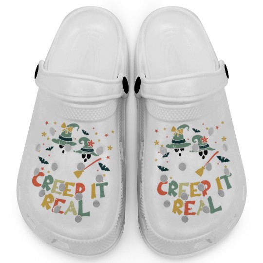 Retro Vintage Ghost Witch Lazy Creepy Halloween Clogs