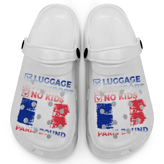 Luggage Passport No Kids France Bound Vacation Clogs