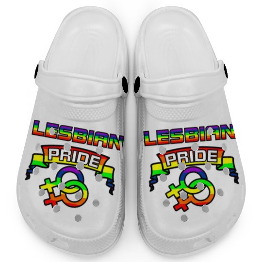 Gender lesbians in rainbow colors with text Clogs