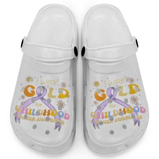 I Wear Gold For Childhood Cancer Awareness Clogs