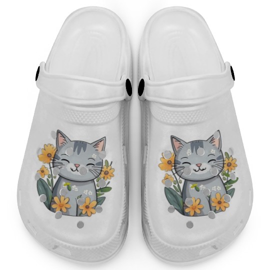 Cat and Flowers Clogs